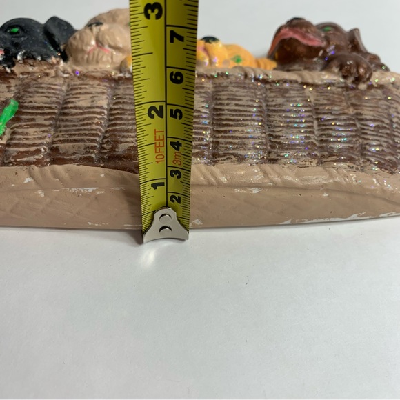 Vintage Chalkware Wall Hanging Puppies In Basket. - Picture 3 of 11